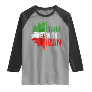 Sunflower Iran Flag Raglan Shirt Persian Freedom I Stand With Iran TS10 Sport Gray Black Print Your Wear