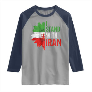 Sunflower Iran Flag Raglan Shirt Persian Freedom I Stand With Iran TS10 Sport Gray Navy Print Your Wear