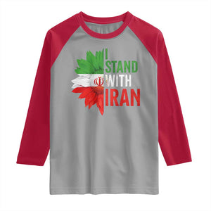 Sunflower Iran Flag Raglan Shirt Persian Freedom I Stand With Iran TS10 Sport Gray Red Print Your Wear