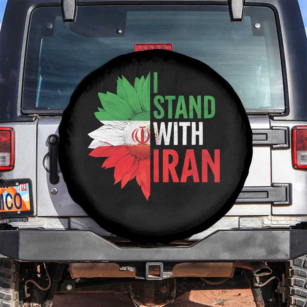 Sunflower Iran Flag Spare Tire Cover Persian Freedom I Stand With Iran TS10 No hole Black Print Your Wear