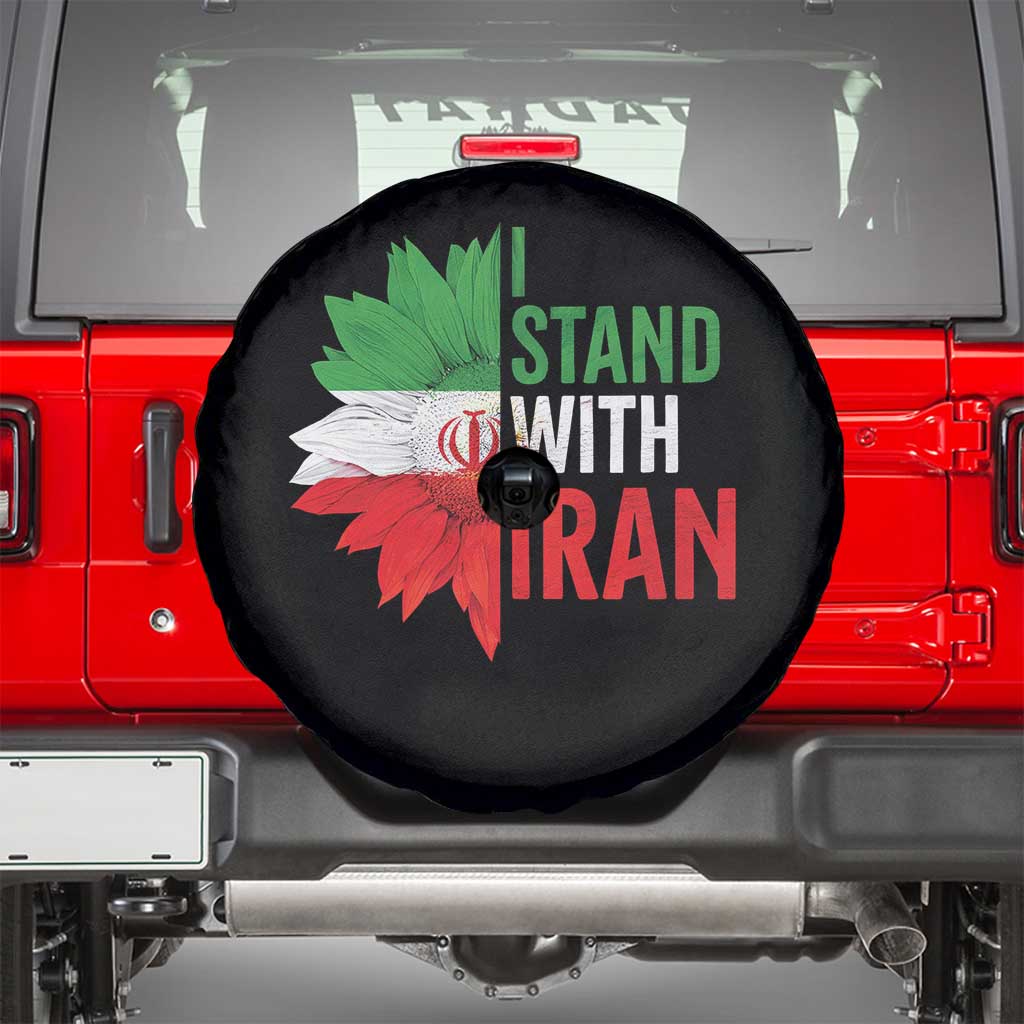 Sunflower Iran Flag Spare Tire Cover Persian Freedom I Stand With Iran TS10 Black Print Your Wear
