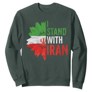 Sunflower Iran Flag Sweatshirt Persian Freedom I Stand With Iran TS10 Dark Forest Green Print Your Wear