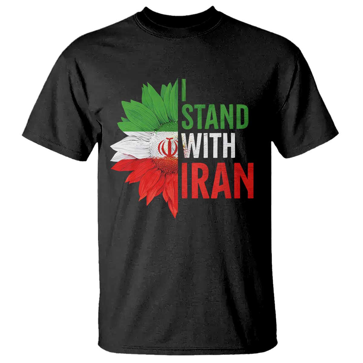 Sunflower Iran Flag T Shirt Persian Freedom I Stand With Iran TS10 Black Print Your Wear