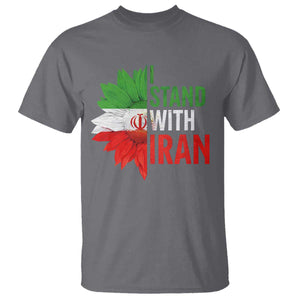 Sunflower Iran Flag T Shirt Persian Freedom I Stand With Iran TS10 Charcoal Print Your Wear