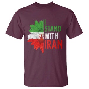 Sunflower Iran Flag T Shirt Persian Freedom I Stand With Iran TS10 Maroon Print Your Wear
