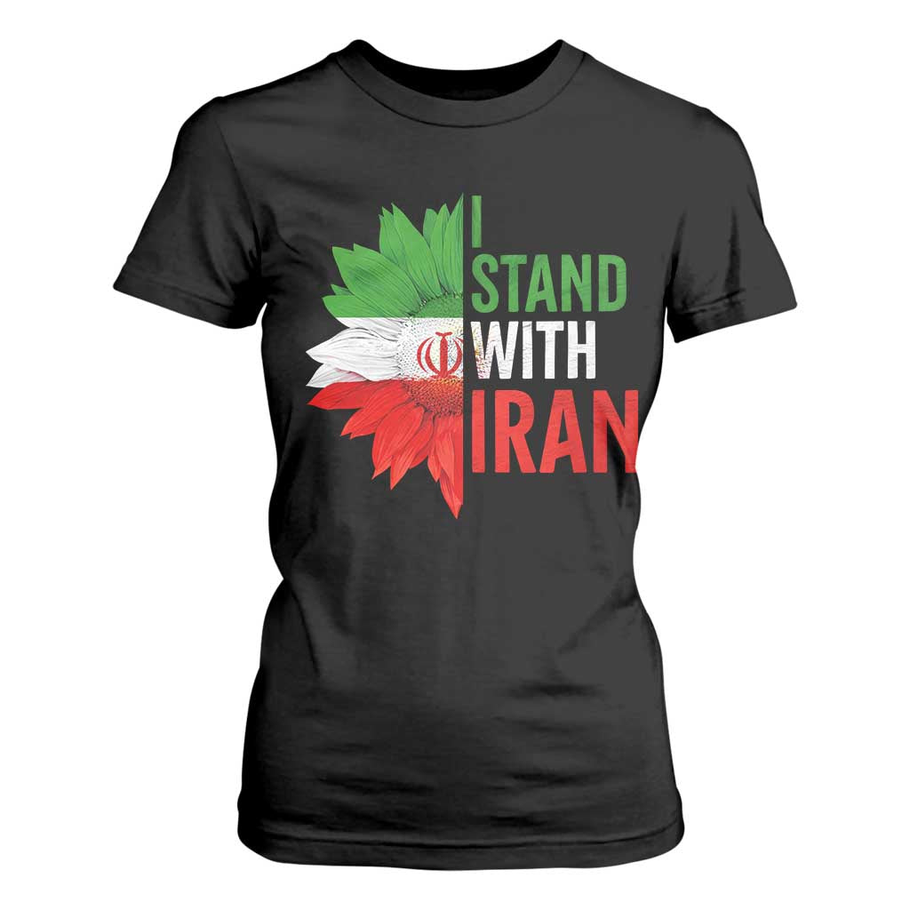 Sunflower Iran Flag T Shirt For Women Persian Freedom I Stand With Iran TS10 Black Print Your Wear