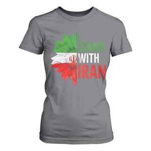 Sunflower Iran Flag T Shirt For Women Persian Freedom I Stand With Iran TS10 Charcoal Print Your Wear