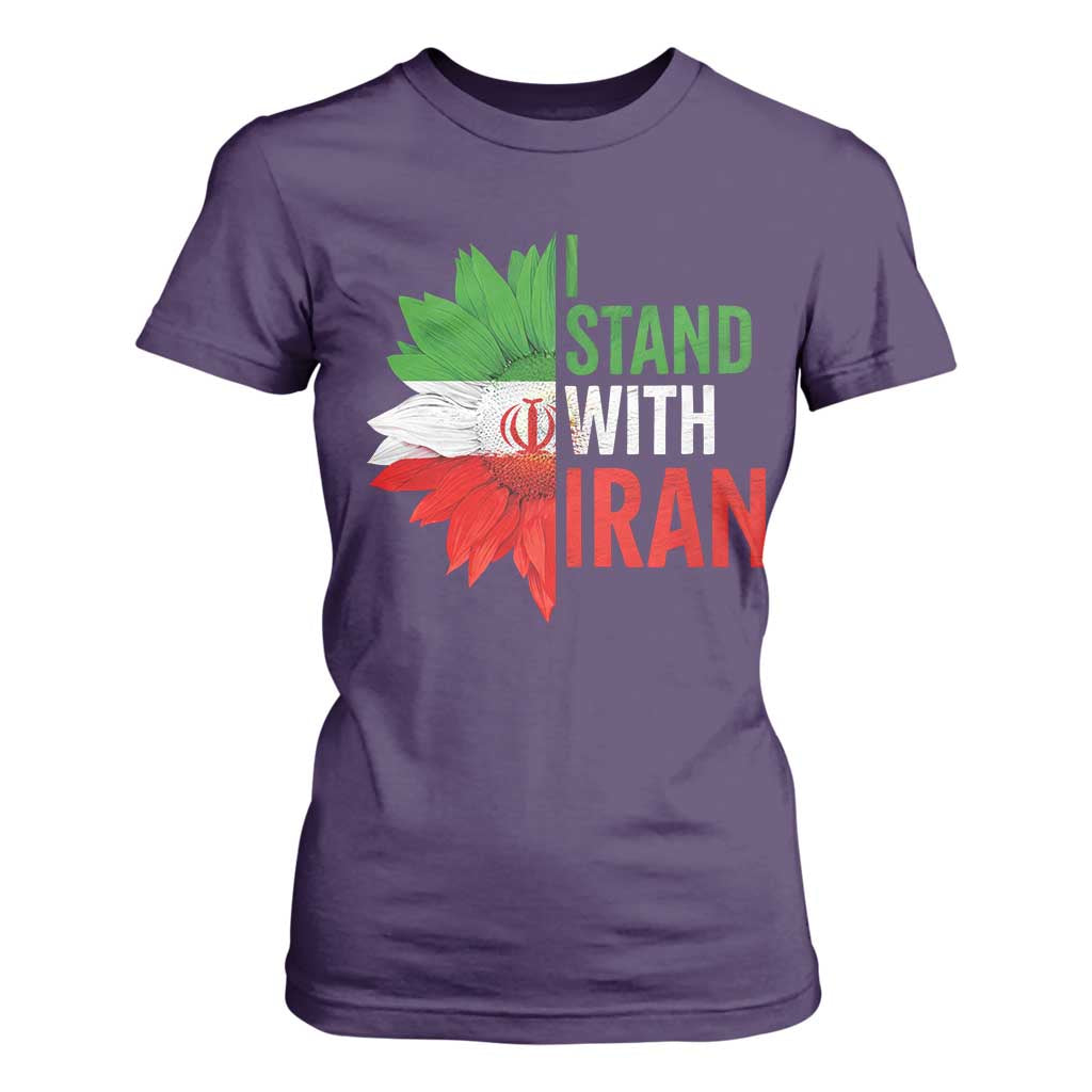 Sunflower Iran Flag T Shirt For Women Persian Freedom I Stand With Iran TS10 Purple Print Your Wear