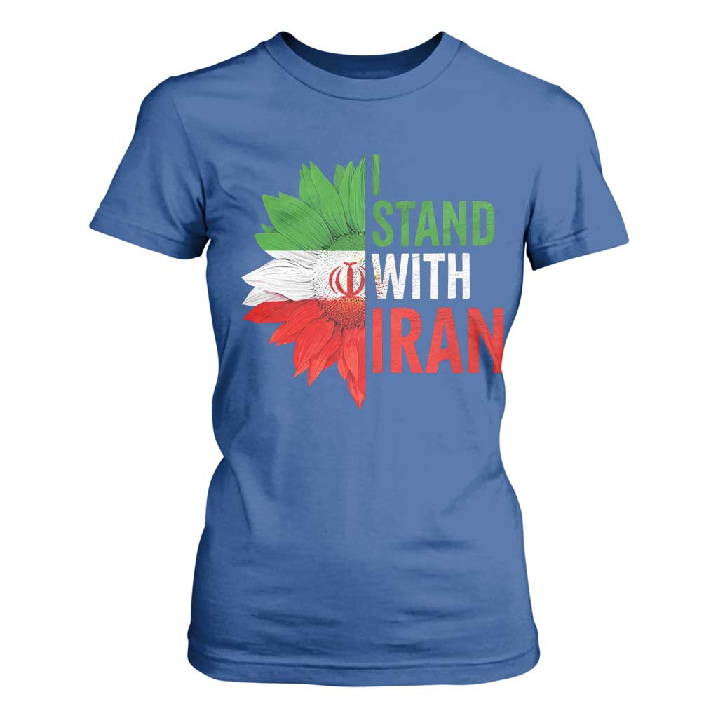 Sunflower Iran Flag T Shirt For Women Persian Freedom I Stand With Iran TS10 Royal Blue Print Your Wear