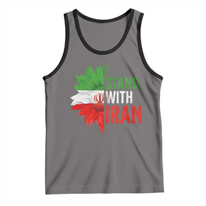 Sunflower Iran Flag Tank Top Persian Freedom I Stand With Iran TS10 Deep Heather Black Print Your Wear