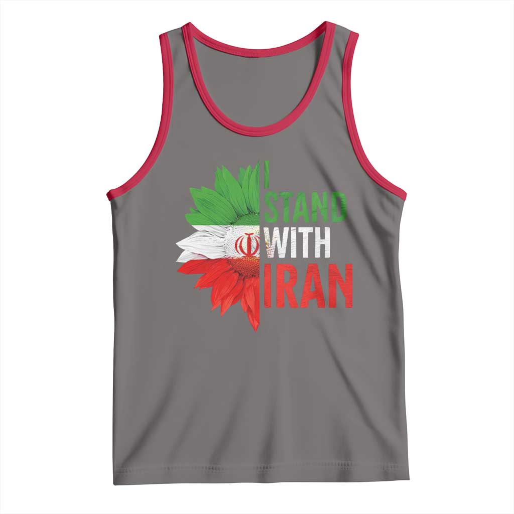 Sunflower Iran Flag Tank Top Persian Freedom I Stand With Iran TS10 Deep Heather Red Print Your Wear