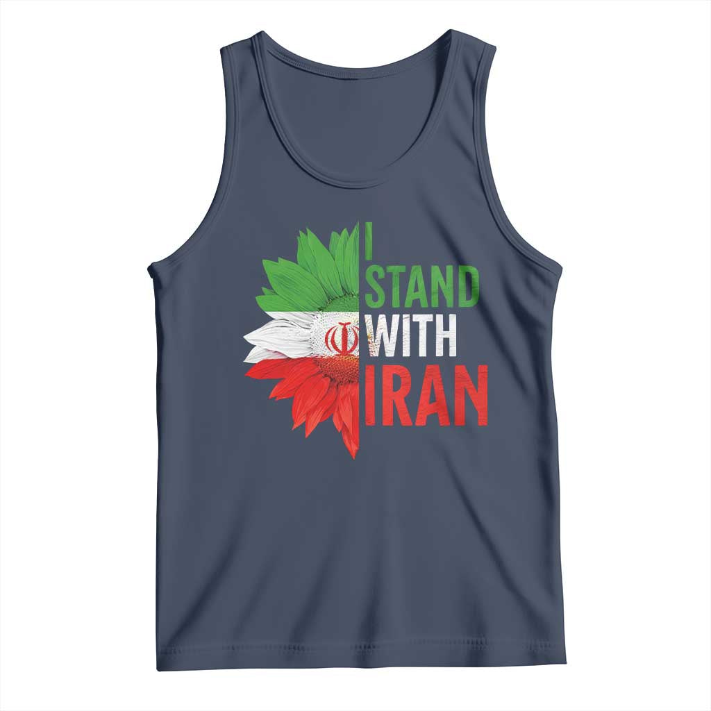 Sunflower Iran Flag Tank Top Persian Freedom I Stand With Iran TS10 Navy Print Your Wear