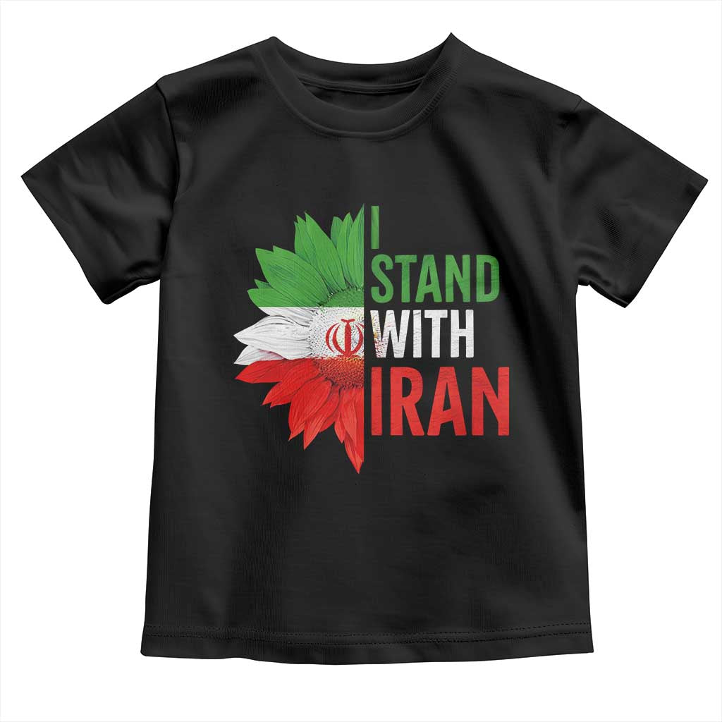 Sunflower Iran Flag Toddler T Shirt Persian Freedom I Stand With Iran TS10 Black Print Your Wear