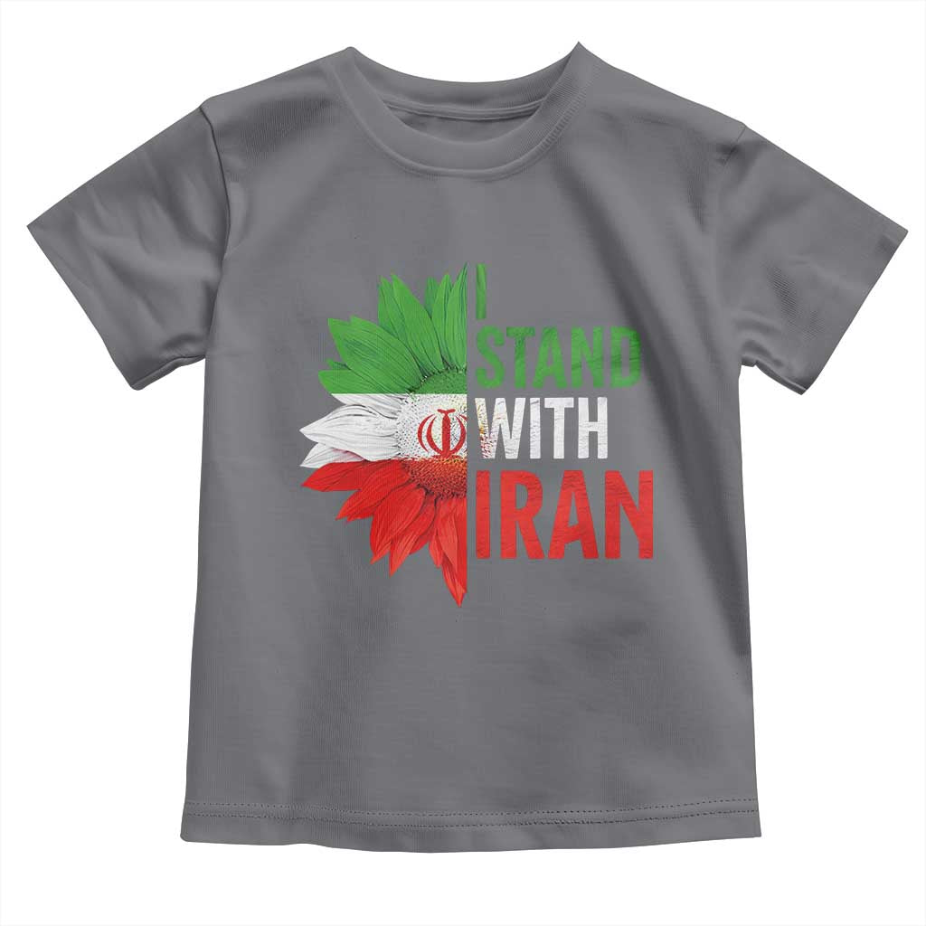 Sunflower Iran Flag Toddler T Shirt Persian Freedom I Stand With Iran TS10 Charcoal Print Your Wear