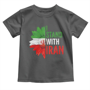 Sunflower Iran Flag Toddler T Shirt Persian Freedom I Stand With Iran TS10 Dark Heather Print Your Wear