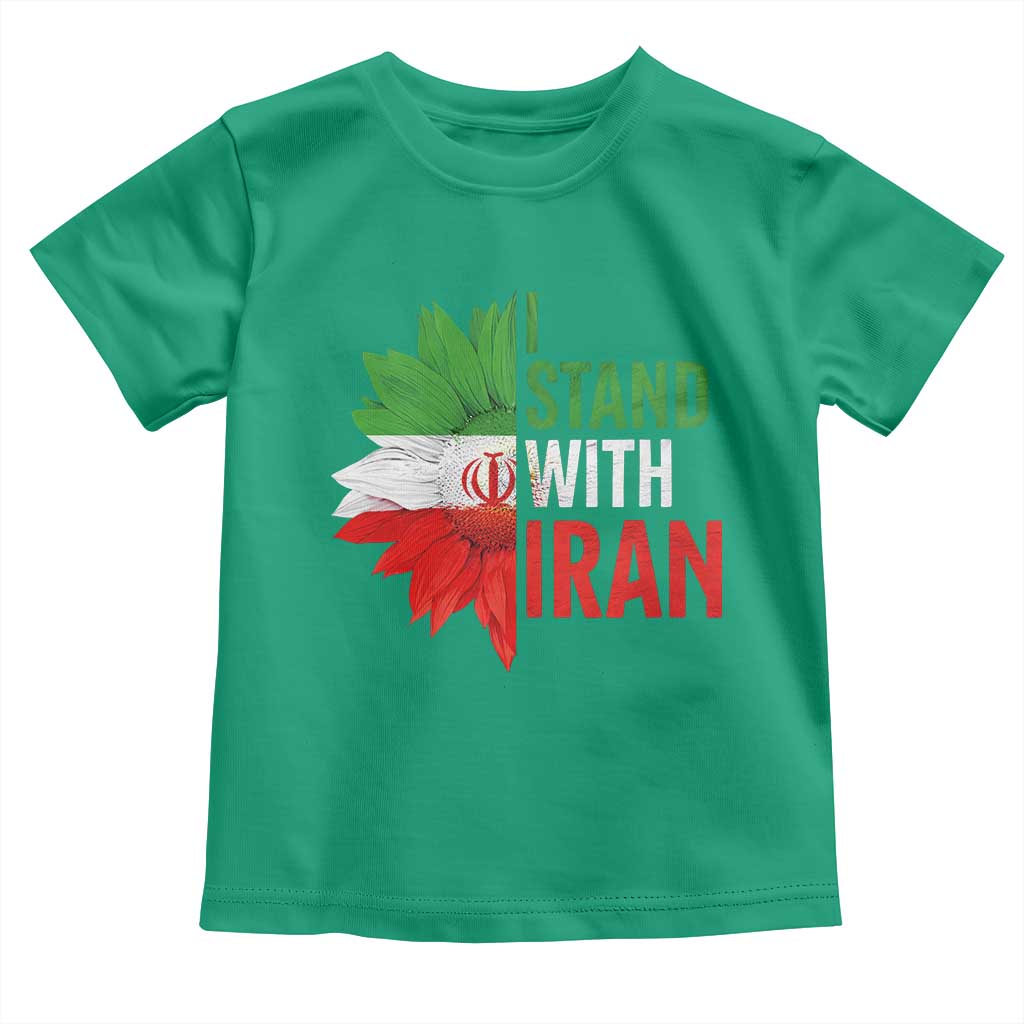 Sunflower Iran Flag Toddler T Shirt Persian Freedom I Stand With Iran TS10 Irish Green Print Your Wear
