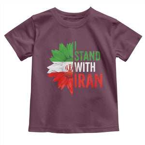 Sunflower Iran Flag Toddler T Shirt Persian Freedom I Stand With Iran TS10 Maroon Print Your Wear