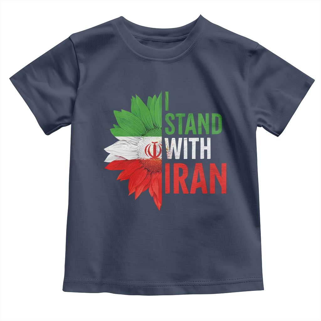 Sunflower Iran Flag Toddler T Shirt Persian Freedom I Stand With Iran TS10 Navy Print Your Wear