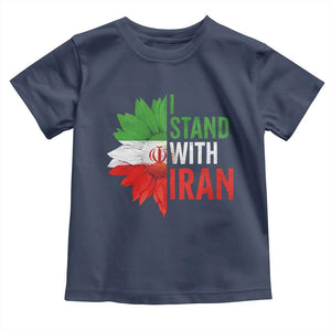 Sunflower Iran Flag Toddler T Shirt Persian Freedom I Stand With Iran TS10 Navy Print Your Wear