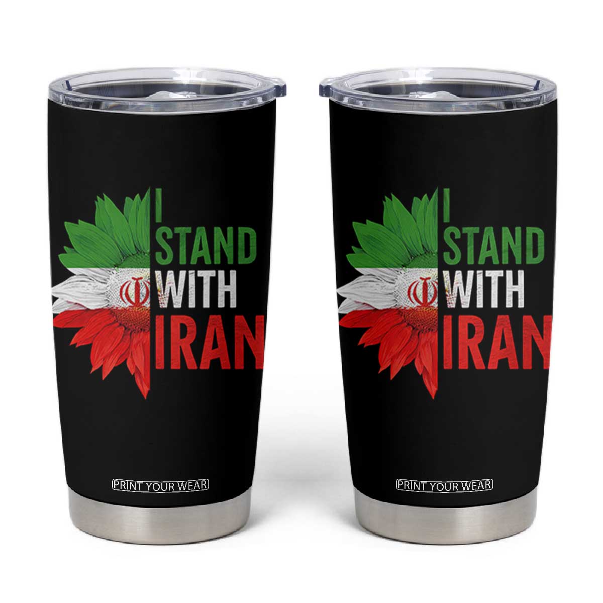 Sunflower Iran Flag Tumbler Cup Persian Freedom I Stand With Iran TS10 Black Print Your Wear