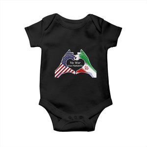 Iran Baby Onesie No War Yes Hummanity Persian American Flag Heart Political Statement TS10 Black Print Your Wear