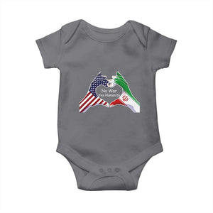 Iran Baby Onesie No War Yes Hummanity Persian American Flag Heart Political Statement TS10 Charcoal Print Your Wear