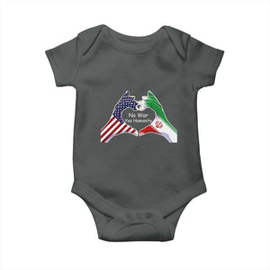 Iran Baby Onesie No War Yes Hummanity Persian American Flag Heart Political Statement TS10 Dark Heather Print Your Wear