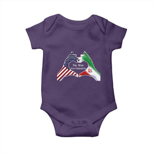 Iran Baby Onesie No War Yes Hummanity Persian American Flag Heart Political Statement TS10 Purple Print Your Wear