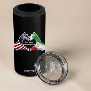 Iran 4 in 1 Can Cooler Tumbler No War Yes Hummanity Persian American Flag Heart Political Statement TS10 Print Your Wear