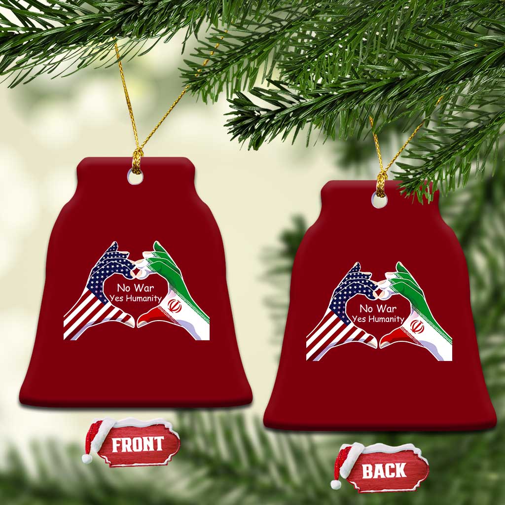 Iran Ceramic Ornament No War Yes Hummanity Persian American Flag Heart Political Statement TS10 Print Your Wear