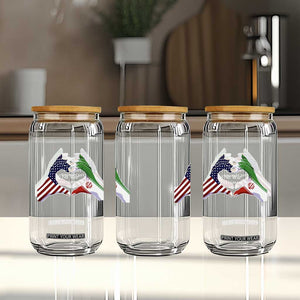 Iran Glass Can No War Yes Hummanity Persian American Flag Heart Political Statement TS10 Print Your Wear