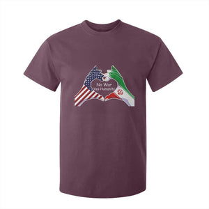 Iran T Shirt For Kid No War Yes Hummanity Persian American Flag Heart Political Statement TS10 Maroon Print Your Wear