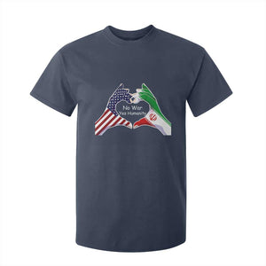 Iran T Shirt For Kid No War Yes Hummanity Persian American Flag Heart Political Statement TS10 Navy Print Your Wear