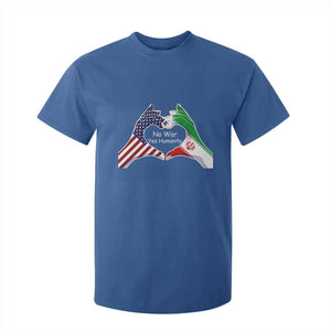 Iran T Shirt For Kid No War Yes Hummanity Persian American Flag Heart Political Statement TS10 Royal Blue Print Your Wear