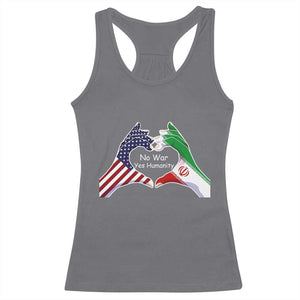 Iran Racerback Tank Top No War Yes Hummanity Persian American Flag Heart Political Statement TS10 Charcoal Print Your Wear