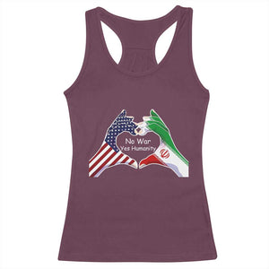 Iran Racerback Tank Top No War Yes Hummanity Persian American Flag Heart Political Statement TS10 Maroon Print Your Wear