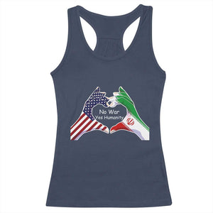 Iran Racerback Tank Top No War Yes Hummanity Persian American Flag Heart Political Statement TS10 Navy Print Your Wear