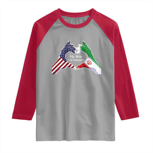 Iran Raglan Shirt No War Yes Hummanity Persian American Flag Heart Political Statement TS10 Sport Gray Red Print Your Wear