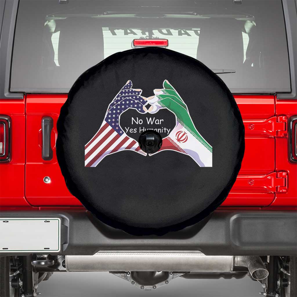Iran Spare Tire Cover No War Yes Hummanity Persian American Flag Heart Political Statement TS10 Black Print Your Wear