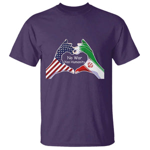Iran T Shirt No War Yes Hummanity Persian American Flag Heart Political Statement TS10 Purple Print Your Wear