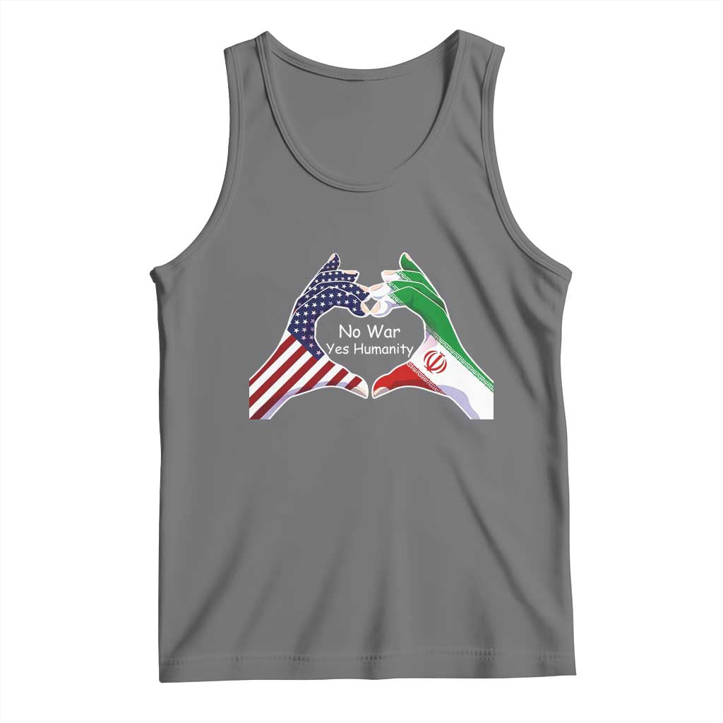 Iran Tank Top No War Yes Hummanity Persian American Flag Heart Political Statement TS10 Black Heather Print Your Wear