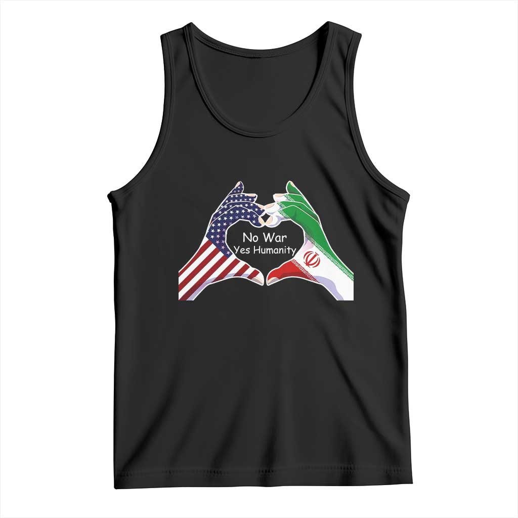 Iran Tank Top No War Yes Hummanity Persian American Flag Heart Political Statement TS10 Black Print Your Wear
