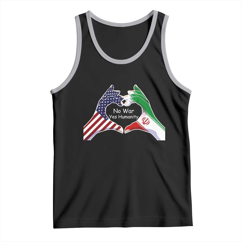 Iran Tank Top No War Yes Hummanity Persian American Flag Heart Political Statement TS10 Black Athletic Heather Print Your Wear