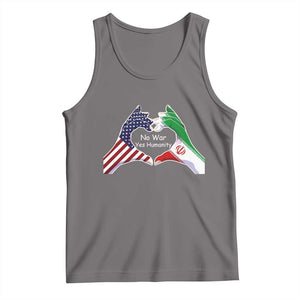 Iran Tank Top No War Yes Hummanity Persian American Flag Heart Political Statement TS10 Deep Heather Print Your Wear