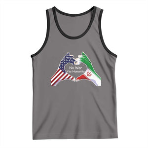 Iran Tank Top No War Yes Hummanity Persian American Flag Heart Political Statement TS10 Deep Heather Black Print Your Wear