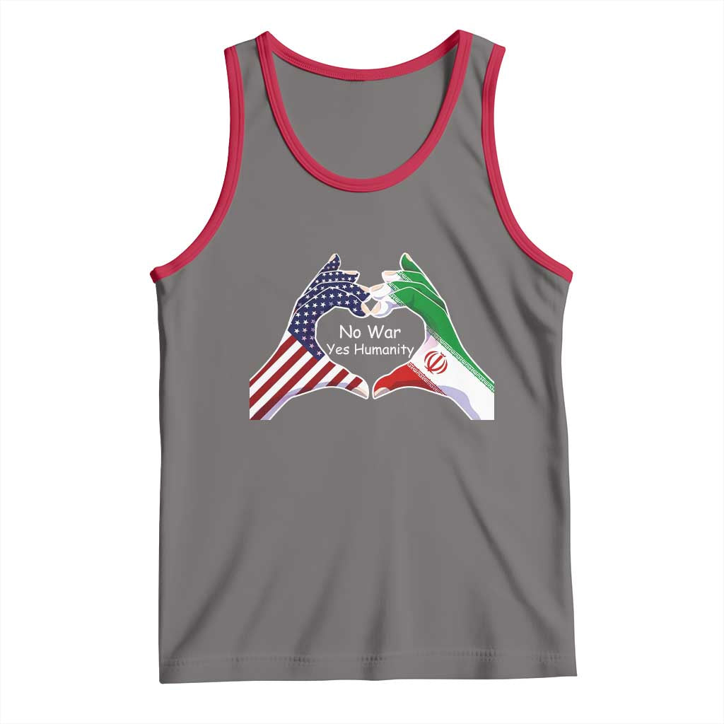 Iran Tank Top No War Yes Hummanity Persian American Flag Heart Political Statement TS10 Deep Heather Red Print Your Wear