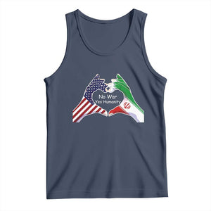Iran Tank Top No War Yes Hummanity Persian American Flag Heart Political Statement TS10 Navy Print Your Wear