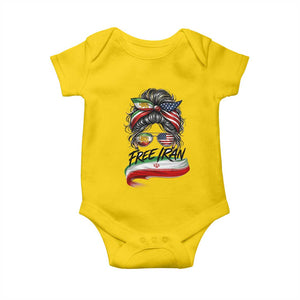 Free Iran Baby Onesie Persian American Pride Lion Sun Flag Messy Bun TS10 Daisy Print Your Wear