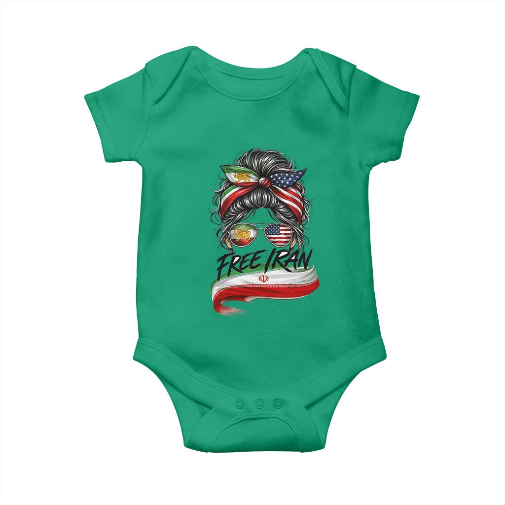Free Iran Baby Onesie Persian American Pride Lion Sun Flag Messy Bun TS10 Irish Green Print Your Wear