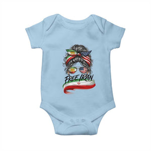Free Iran Baby Onesie Persian American Pride Lion Sun Flag Messy Bun TS10 Light Blue Print Your Wear